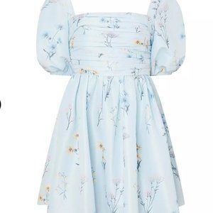 Self Portrait Light Blue Floral Mini Dress